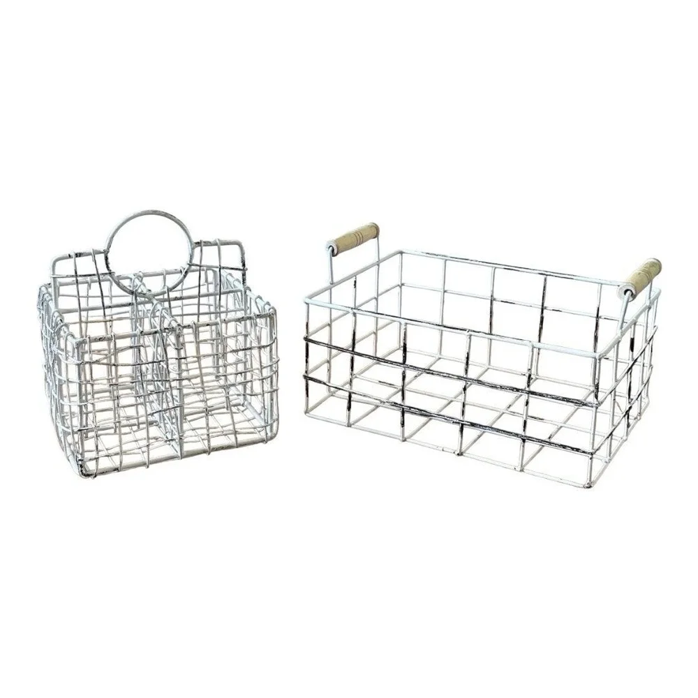 White Wire Basket Set - Picture 1 of 11